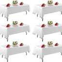 6 Pack White Table Cloth Rectangle Table 60 x 102 Inch Tablecloths for 6 Foot Rectangle Tables. Stain and Winkle Resistant Polyester Washable White TableCloths for Parties Wedding Dining