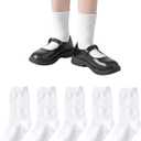 Marchare Girls Ruffle Socks White Dressy Socks School Uniform Sock Heart Bow Design For Girl (White)