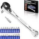 WORKPRO 21 PCS 1/4" Mini Ratchet Wrench, 72-Tooth, Right Angle Screwdriver Mens Gifts, 90 Degree Offset Ratcheting Screwdriver Pocket Mini Low Profile Ratchet Wrench Bit Set for Tight Space