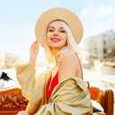 Beach Hats for Women - Sun Hat Womens, Wide Brim Straw Womens Sun Hat with Wind Lanyard Roll Up Foldable UV Protection