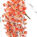 2 PCS Artificial Faux Fall Hanging Flowers Plants for Outdoor,Fake Silk Morning Glory with Eucalyptus UV Resistant Mums for Wall Home Porch Patio Balcony Yard Indoor Decor (Fall Orange+Light Orange)