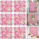 Flower Wall Backdrop 6 Piece 16.5x16.5inch White Silk Rose Wall Decor Artificial Floral Panel Ideal for Wedding Celebrations Arrangement Festive Party Backdrops and Elegant Home Decor