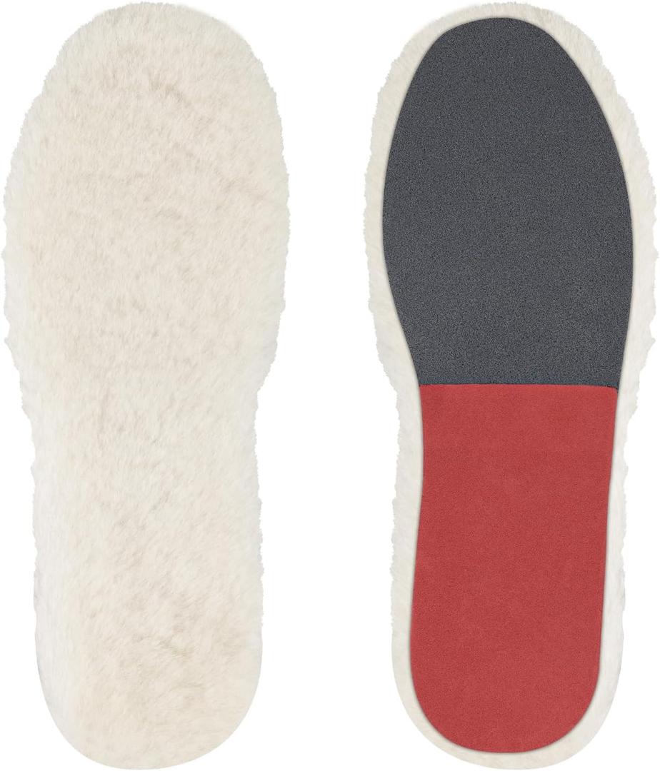 Sheepskin Insoles for UGG Men Slipper Replacement Inserts(Size:Men10-EU43) (Red-1pair)