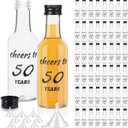 Bokon 50 Pcs Cheers to 50 Years MiniLiquor Bottles 1.7 oz Mini WineBottles for Guests Women Men 50th Birthday Anniversary Wedding Celebration Party Favors