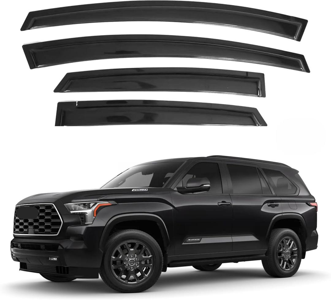 IG Window Visors Fit for 2008-2022 Toyota Sequoia, Out-Channel Rain Guards Vent Wind Deflectors 4PC, Car Accessories for 08-22 Sequoia