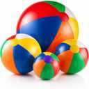 Bedwina 4-Pcs Assorted Inflatable Beach Balls - Rainbow Beach Balls for Kids in 6", 12", 16", 24" Sizes - Colorful Blow Up Pool Toys for Beach Games, Summer Party Decor & Outdoor Fun