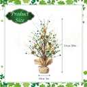 St Patricks Day Tree Decorations, Lighted Artificial Tree Decorations, St. Patrick's Day Table Decor, 20in Shamrock Irish Tabletop Centerpieces Holiday Home Decor with 20 LEDs Lights