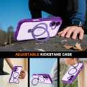 for iPhone 17 Case with Magnetic Invisible Stand [Compatible with MagSafe] Military Drop Protection Shockproof Slim Translucent Skin-Touch Case Cover Violet