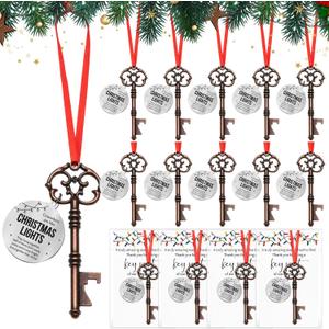 Landical 12 Sets Christmas Coworker Gift Xmas Tree Ornament Key Bottle Opener Coworkers Are Like Xmas Light Employee Appreciation Gift Thank You Card for Staff Office Team Colleague Holiday Decoration