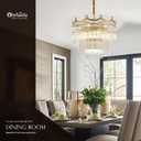 23.1" Modern Glass Gold Chandelier Light Fixture Luxury Glam 3-Tier Crystal Chandeliers for Dining Room 13-Light Round Hanging Ceiling Pendant Lighting for Living Room Bedroom Entrance Foyer, 23.1" x 23.6", Chandelier