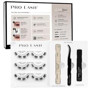 Pro Lash SoftWear Starter Lash Clusters Kit - Seamless, Lightweight Lashes - 7-Day Cluster Eyelash Extensions - 3 Sets of False Eyelashes Plus Adhesive, Remover, Tweezers - Volume Luxe XL No. 12 Black
