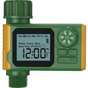 Garden Hose Timer Automatic Programmable - Digital Water Timer with LCD Display, Rain Delay & Manual Modes for Lawn Sprinkler System, Irrigation for Yard