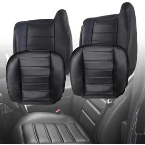 Driver & Passenger Side Bottom & Top Lean Back Leather Seat Cover Compatible with Hummer for H2 2003 2004 2005 2006 2007, Microfiber Leather Car Seat Cover Bottom Auto Seat Protector