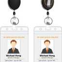 10 x Soleebee 2 Pack Heavy Duty Retractable Badge Reels with 360° Swivel Belt Clip - ID Badge Holder for Lanyard - Men Vertical Clear ID Card Holder with 25'' Retractable Carabiner Badge Reel - Black