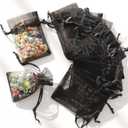 WenTao 100pcs Organza Bags, 2x3inch Black Drawstring Jewelry Bags, Mini Mesh Gift Pouches for Small Presents Jewelry Earrings