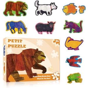 Ai fsem 34 Piece Brown Bear Brown Bear What Do You See Wooden Puzzles Preschool Learning Activities Jigsaw Puzzle Storytelling Learning Toys for 3 Year Old