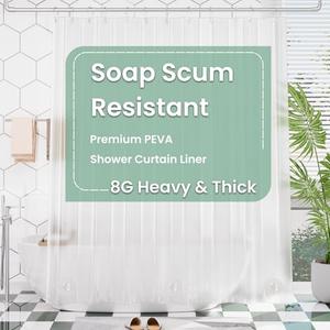 AmazerBath 78 Inch Frosted PEVA Shower Curtain - Heavy Duty with 3 Weighted Stones and 12 Rustproof Grommets