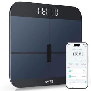Wyze Smart Scale X - Digital Bathroom Scale for Body Weight, BMI, Body Fat, Muscle Mass, Heart Rate Monitor | Sync with Health Apps | for People, Baby & Pet, 400 lbs (Black)