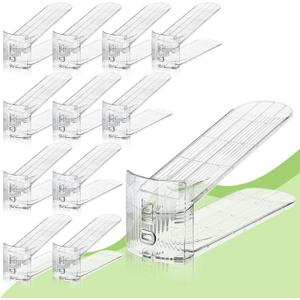 Clear Shoe Slot Organizer, 12 Pack Adjustable Shoe Slots Organizer for Closet Clear Shoe Stackers Shoe Rack Holder Shoe Space Savers for a Pair of Shoes
