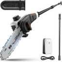 Litheli 20V Pole Saw Battery Powered for Tree Trimming, 8'' Electric Cordless Pole Chain Saw with 2.5Ah Battery for Tree Trimming 28ft/s Cutting Speed for Branch Cutting, Trimming, Pruning
