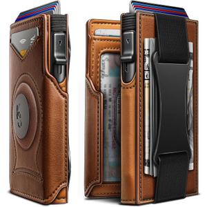 KEMISANT Airtag Wallet Men Gift,Mens Slim Front Pocket Wallet Money Clip Standard or Apple Airtag Use 3.8"2.8"0.9"