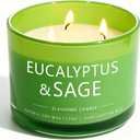 Sage & Eucalyptus Scented Candle, Luxury Large 3 Wick Soy Candle 12 Oz, 60+ Hour Long Lasting Clean Burn, Elegant Aromatherapy Home Decor, Housewarming & Birthday Gift for Men & Women