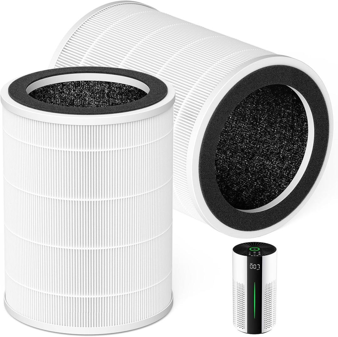 HAP606 Replacement Filter for XenonLab & FreAire, 2-Pack HAP609 Filter Replacement Compatible with ECOSELF HAP609, XenonLab & FreAire HAP606 Purifiers, 3-Stage HEPA & Activated Carbon Filtration