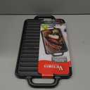Victoria Rectangular Cast Iron Griddle. Double Burner Griddle, Reversible Griddle Grill, 13 x 8.5 Inch, Seasoned with 100% Kosher Certified Non-GMO Flaxseed Oil, Model: GDL-189 (Black)