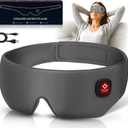 Silk Cordless Heated Eye Mask, Washable Sleep Mask Warm Compress Mask Soft Pressure Free Shade Blindfold Electric Eye Heating Pad for Blepharitis Sinus Stye Gifts for Men Women (Grey)