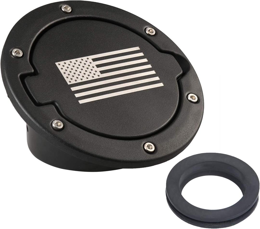 Hooke Road Wrangler Fuel Filler Door Gas Cap Tank Cover for 2007-2018 Jeep Wrangler JK Sahara Rubicon Sport 2/4 Doors (US Flag Accessories)