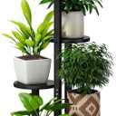FILWH Plant Stand For Outdoor Indoor Tall Bamboo Flower Stand with Wheels Plant Shelf Pot Holder Plants Corner Display Rack for Balcony Garden Patio(Black)