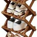 Comeon Bamboo Shoe Rack, Foldable Vertical Shoe Rack for Front Door Entrance Narrow Shoe Organizer Small Shoe Shelf for Entryway Shoe Storage Closet Multi-Tier (Brown Colors,6 Layers)