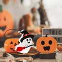 himmel Cute Halloween Decorations Indoor, 4PCS Ghost Wooden Signs Pumpkin Cat Blocks for Tiered Tray Decor, Halloween Decor for Office Home Party Shelf Display Apartment