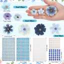 Giegxin DIY Graduation Cap Decorations Kit - 160 Mini Faux Flower Heads & 6 Pearl Rhinestone Stickers, Artificial Fabric Flowers for DIY Grad Hat Topper, Wedding Garland & Crafts(Blue Series)