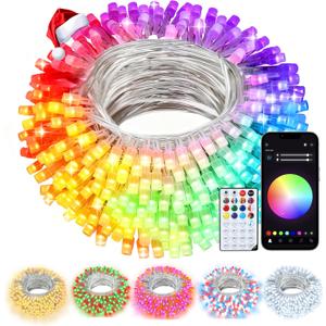 echosari Christmas String Lights, 100 LED Smart String Lights 33Ft Millions Color Changing with App, Music Sync for Yard Garden Xmas Trees Decor (Clear Cable)
