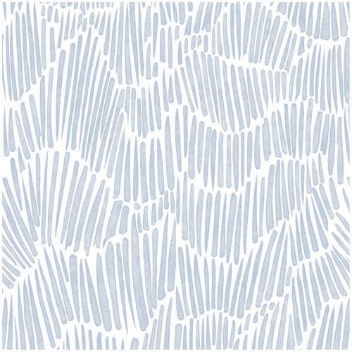 Theper Blue Wallpaper 17.3"×393" Modern Striped Peel and Stick Wallpaper Boho Removable Self Adhesive Wall Paper for Bedroom Waterproof Blue and White Contact Paper for Home Decor
