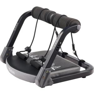 ZELUS Ab Machine with Resistance Bands for Home Gym, 2 in 1 Ab Workout Equipment with Rebound Assist 4 Intensities, Core Strength Trainer Whole Body Exercise Fitness Equipment for Home Workouts