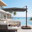 Kingdura 10' X 10' Cantilever Patio Umbrella with Base Included, Large Square Aluminum Outdoor Offset Umbrella with 360-degree Rotation, 4 Position Tilt, UV Protection for Pool Deck Garden Patio (Grey)