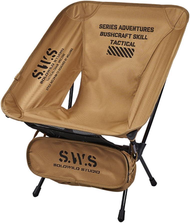 Camping Chair/Pocket Chair, 2.4 LBS Portable Foldable Compact with Aluminum Alloy & Seat Pocket for Outdoor Camp, Travel, Beach, Picnic, Festival, Supports 330LBS (Khaki)