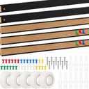 Threehoney 5 Pcs 48'' x 1 Cork Board Strips for Wall Cork Strips Bulletin Bar Strip Bulletin Tack Board Strip Aluminum Trim Brown Cork Strips for Classroom Office Walls Cubicle