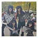 FantaLook Mens 80S Long Curly Black Rocker Costume Wig