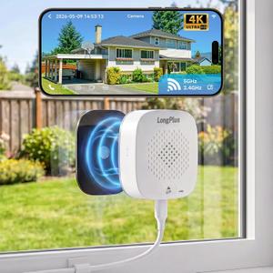 LongPlus 8MP 4K Window Camera, 2.4/5GHz WiFi Window Cameras for Home Security, Safeview Security Camera with Night Vision Full Color, 24/7 Recording,Human/Car Detection,2 Way Talk,Easy Install