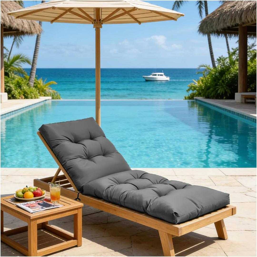 Outdoor Lounge Chair Cushions, 74.4 x 22 x 4.7 Inches Waterproof Fade Resistant Patio Cushion for Chaise Lounger