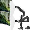 PUTORSEN 17-49 inch Premium Aluminum Heavy Duty Dual Monitor Arm for Ultrawide Screens up to 44lbs, Vertical Stacked Dual Monitor Desk Mount, Full Motion Dual Vertical Monitor Mount, VESA 75/100,Black
