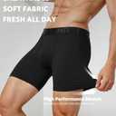 Mens Viscose from Bamboo Boxer Briefs Soft Breathable Underwear for Men Stretch Fit Moisture-Wicking (Black, L)