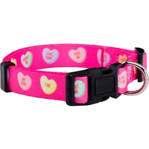 Native Pup Valentines Dog Collar- Valentines Day Pet Collars- Valentine Girly Hearts- Pink Red Heart- Cute Boy Girl Puppy Gift- Adjustable for Small, Medium, Large Breeds (Candy Hearts, Large)