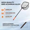 KastKing Brutus Folding Landing Net with Boat Hook, Foldable, Extendable, Lightweight & Strong, Multi-Functional Built-in Boat Hook, Non-Slip & Bright Orange TPR Handle, Two Nets Options, Large