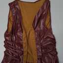 SOLY HUX Women's PU Leather Vest Tops Sexy Vintage Lace Up Button Down V Neck Crop Tank Tops (Medium)