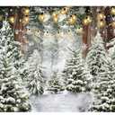 Winter Forest Scene Backdrop 7x5FT Christmas Tree Snowy Snowflake Wonderland Scene Photography Background Winter Holiday Party Decorations Supplies Photo Props