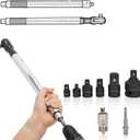 Offset Extension Wrench, 1/2'' Electric Offset Extension for Tight Spaces - 90 & 180 Degree Offset Extension Wrench Impact for Electric Drill with 2 Conversion Head, 6 Conversion Adapters
